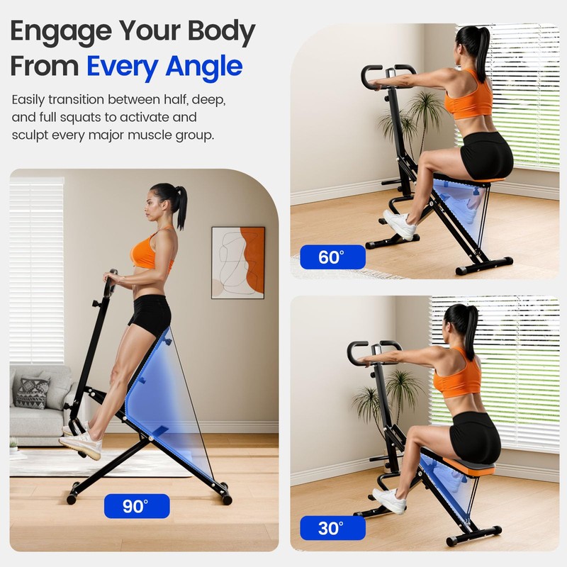 Canisflax Deep Squat Machine Trainer, Rowing Machine for Home, Easy