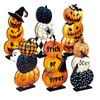 Lacabin 6 Pcs Halloween Wooden Pumpkin Table Centerpieces, Rustic Fall