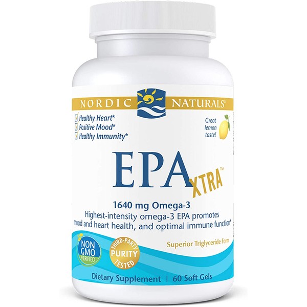 Nordic Naturals EPA Xtra, Lemon - 60 Soft Gels - 1640 mg Omega-3 - High-Intensity EPA Formula for Positive Mood, Heart Health & Healthy Immunity - Non-GMO - 30 Servings