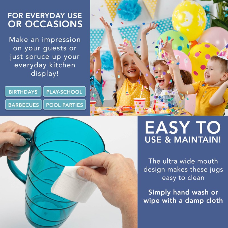 HEFTMAN 2 Litre Blue Plastic Jugs - 2 Pack -