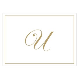 Caspari Gold Embossed Initials Boxed Note Cards in Letter U, 8 Cards & Envelopes