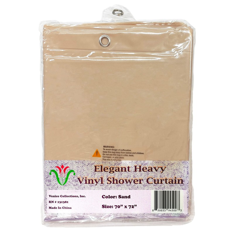 Venice Collections Elegant Heavy Duty Vinyl Shower Curtain Liner with