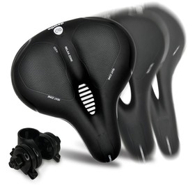 dewilo City Bicycle Saddle for Men and Women + Rain Cover & Tool - Comfortable, Soft Saddle - Bicycle Seat for Bike, MTB, Road Bike, Mountain Bike