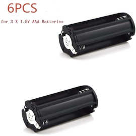 GFORTUN 6PCS 3 x 1.5V AAA Battery Case Holder Cylindrical Holders Series Connector Storage Case Black for Flashlight Torch