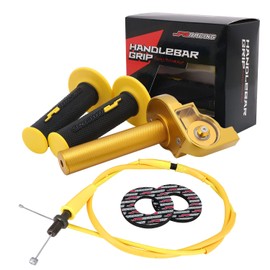 JFG RACING Motorcycle Throttle Assembly,7/8" 22mm Quick Twist Throttle Grips With Throttle Cable Aluminum Alloy Universal For CRF50 KLX SSR TTR 110 125 150 200 250cc Dirt Pit Bike ATV Mini Bike Gold