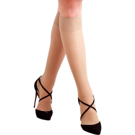 ENYA-KARIN Cabifi Elastic High Socks, 140 Denier, For Heavy Legs, Graduated Compression, Compression Socks, Lymphatic Swelling, Easy Toes, Durable, Double Covering Material, Honeycomb Braid,