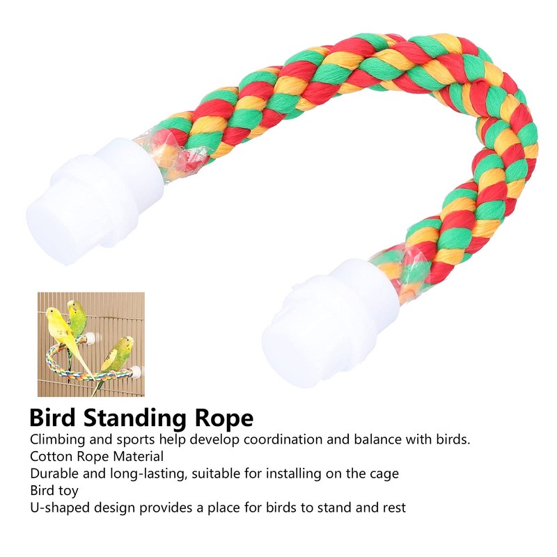 Bird Toys, Colorful U Shape Cotton Rope Bird Resting Perches