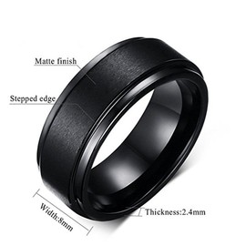 8MM Black High Polish/Matte Finish Men's Tungsten Ring Wedding Band 7-12 (11)
