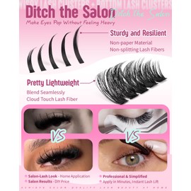 Spikes Eyelash Clusters Volume Lash Clusters Kit DIY Salon-Grade Lash Extensions Spiky Individual Lashes Extension Kit 12-21mm Cluster Eyelash Extensions Kit Manga Lashes Clusters with Bond and Seal