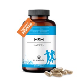 MSM Capsules I 1500 mg Daily Dose I 180 MSM Capsules High Dose I Laboratory Tested I MSM Powder I Vegan MSM Preparation I No Additives I PlantDEA