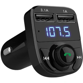 LIVERO Bluetooth FM Transmitter for Car, Bluetooth Car Music Adapter, Universal Car Charger with Dual USB Charging, Wireless Radio Adapter Support TF Card & USB Disk- Black