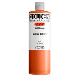 Fluid Acrylics by GOLDEN, Vat Orange, 16 fl. oz. Bottle, Professional Acrylic Paint, Semi-Opaque
