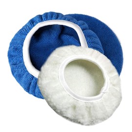 Carkio 6 Packs Car Polisher Pad Bonnet Set (7 to 8 Inches) Including 3 Packs Microfiber Car Polishing Bonnet and 3 Packs Wool Buffing Polishing Pads for Car Polisher