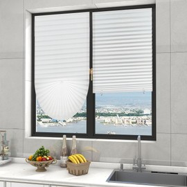 Ajadeblind Paper Blinds for Windows,Cordless Blackout Temporary Pleated Fabric Blinds,No Drill No Tools Easy Install(2, White, 35.4x70.1inch)