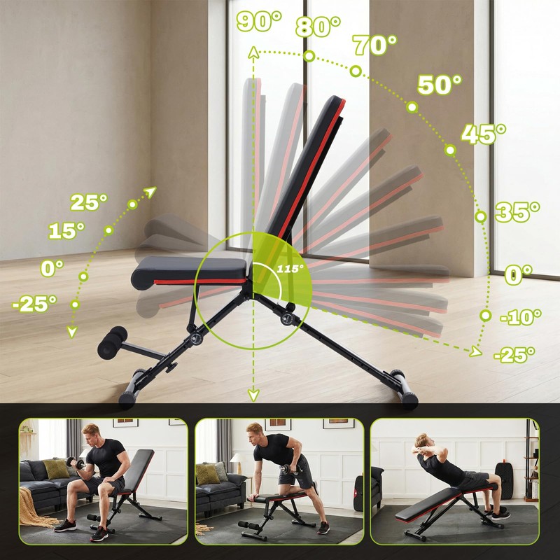OLIXIS Adjustable Weight Bench for Full Body Strength Training, Foldable