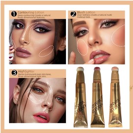 Elite Eves Liquid Highlighter Blush Stick - Waterproof Face Contouring Pen with Cushion Applicator for a Natural, Long-Lasting, and Flawless Makeup Look (A03, 15ml)