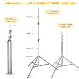 MSKIRA 9.2 x 10 Ft Stainless Steel Backdrop Stand Heavy Duty Adjustable Background Stand Backdrop Support Stand System kit with Clamps, Carry Bag for Photography, Parties, or Weddings