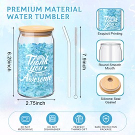 Funnymoom 7 Pcs Employee Appreciation Gift for Women Thank You Gift May You Be Proud Journal Makeup Bag Glass Tumbler Socks Ballpoint Pen Keychain for Women Coworker Teacher Employee Nurse(Blue)