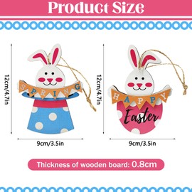 Herbst Pack of 2 Easter Bunny Decoration Made of Wood, Easter Bunny Pendant Wooden Decoration, Easter Decoration Wooden Rabbit Decoration Stand for Easter, Indoor Outdoor Table Decoration Garden