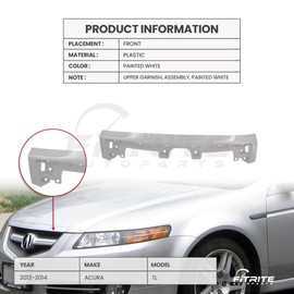 FITRITE AUTO PARTS New Grille Molding For 2012-2014 Acura TL, Upper Garnish, Painted White, Assembly, Plastic AC1210116 75140TK4A11ZD