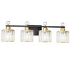 Modern Balck and Gold Crystal Bathroom Vanity Light, 4-Lights Bathroom