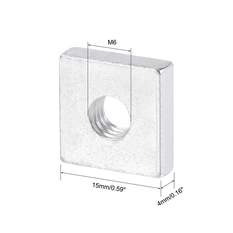 uxcell Square Nuts, M6x15mmx4mm Zinc-Plated Metric Coarse Thread Assortment Kit,