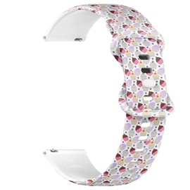 Compatible with Garmin Forerunner 255/255 Music, 265, 745, Venu 2, Venu 3, Vivoactive 4, 22mm Replacement Sport Watch Band (Cupcakes Polka Dots) Silicone Soft Strap Bracelet