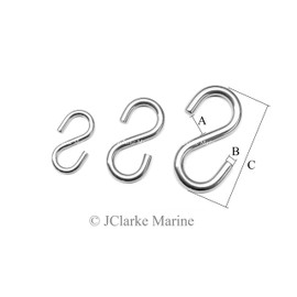 10 Stück – S Haken symmetrisch 316 A4 marine Grade Edelstahl, edelstahl, 3 mm
