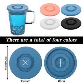 Shimmeroo 4PCS Silicone Lids Reusable Drink Covers for Alcohol Protection Cup Covers,Food Grade Anti-Dust Airtight Seal Lids with Straw Hole for Most Drinking Cups Glasse Coffee Tea Mugs