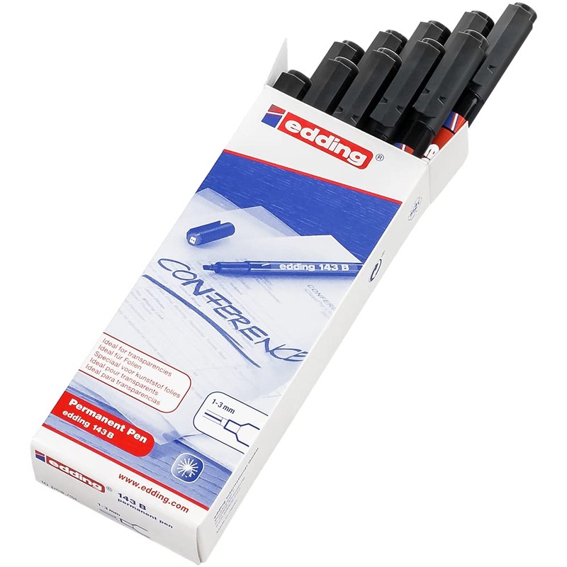 edding 143 B permanent pen - black - 10 pens