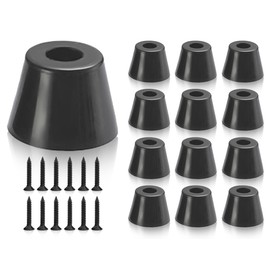 ZoeTekway Pack of 12 Black Rubber Feet for Chopping Boards with Stainless Steel Screws, Rubber Buffer Screw-On Rubber Feet, Round Rubber Feet, Screw-On for Most Furniture Appliances (19 x 15 x 17 mm)