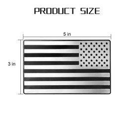 LKAHG American Flag Car Emblem Decal Stickers, 1Pair Embossed 3D Metal Vehicle Bumper Stickers, 5" x 3" Patriotic Auto Interior Decals Accessories, Universal for Truck, Window, Motorcycle (Silver)