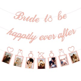 Concico Bridal Shower Decorations - Bride to be happily ever after Banner and Photo Banner for Bridal Shower/Wedding/Engagement Party Kit Supplies Decorations decor(Rose Gold)