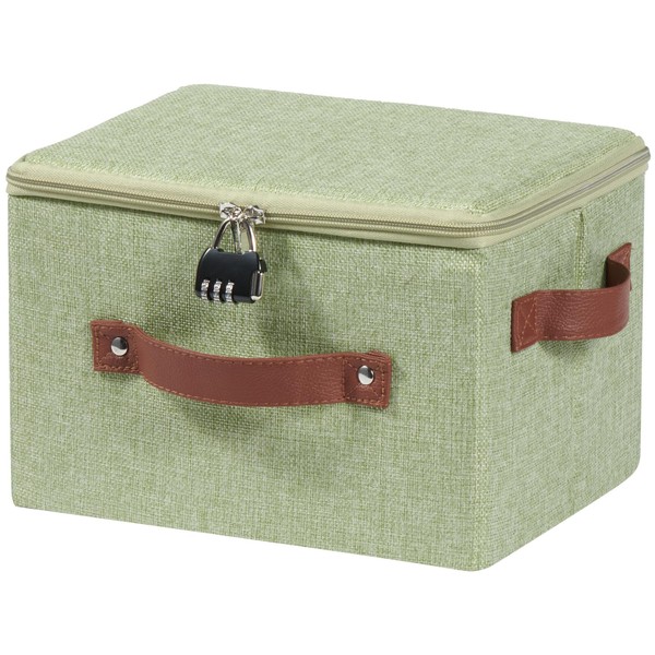 VinneGenzz Storage Bins Boxes with Zipper Lid Combination Lock PU