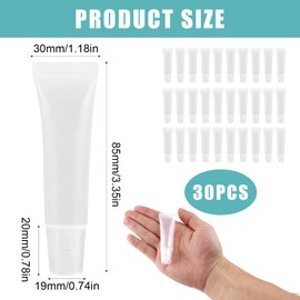 30 Pieces Travel Bottles Set Travel Container Cosmetic Transparent for Shampoo, Shower Gel, Lip Gloss, Lip Balm, Lotion and Body Lotion, 10 ml, Ideal for Travel and Business Trips