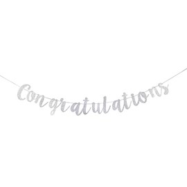 Starsgarden Silver Glitter Congratuation Banner - High School/College Graduate Congratulations Hanging Decorating-Congrats Grad Graduation Party Decorations Supplies(Silver)