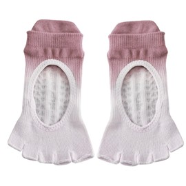 [VEAGIA] Five Toe Pilates Socks, Yoga Socks, Exposed Toes and Instep of Foot, Cool, Anti-Friction, Breathable, Durable, Quick Drying, Antibacterial, Deodorizing, Moisture Absorption (Pink)