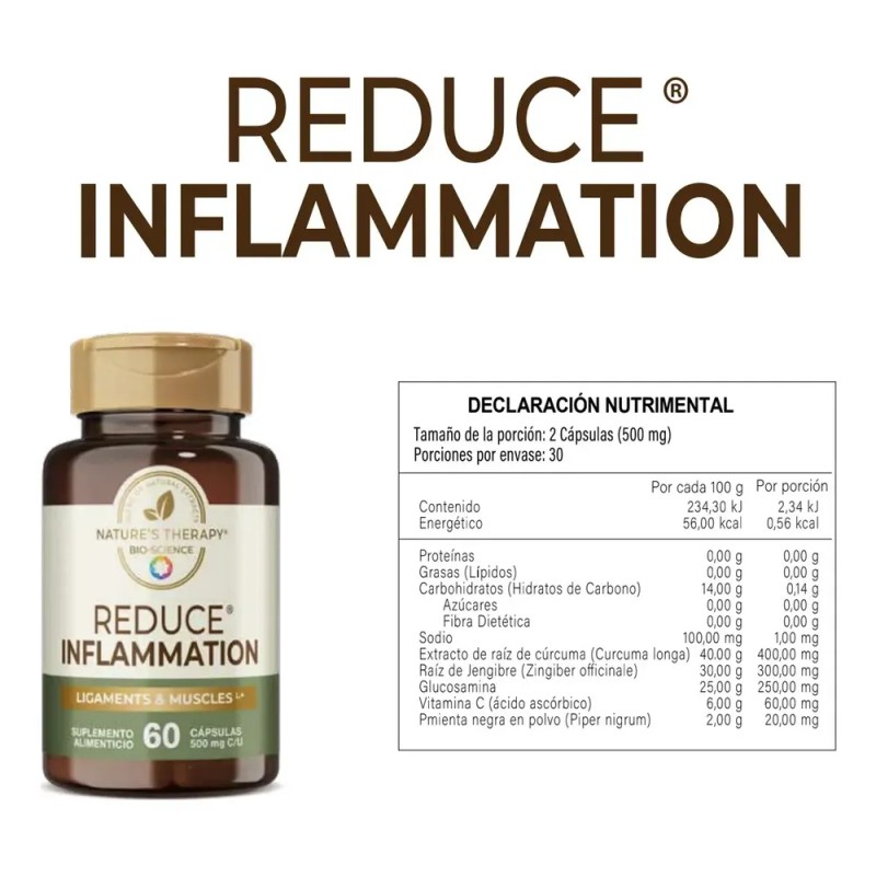 Suplemento Nutricional de Cúrcuma y Glucosamina de Nature's Therapy para