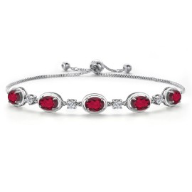 Gem Stone King 925 Sterling Silver Ruby Red Mystic Topaz Bracelet For Women | 4.00 Cttw |