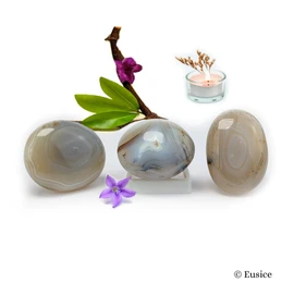 Achat Bänder aus Naturstein, Heilkristall, 100 % handgefertigt in der Familien-Werkstatt, Edelstein, Wohlbefinden, Reiki und Chakra, Kieselstein, Taschenformat [Eusice]