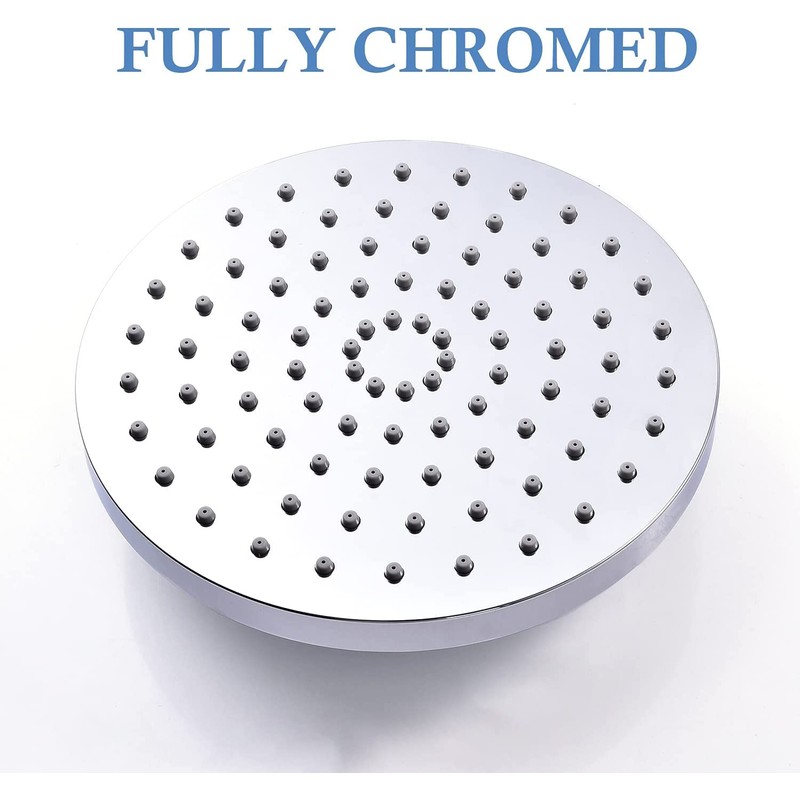AiQInu 8 Inch Round Shower Head Rain Shower, Adjustable Shower