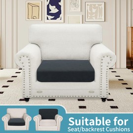 YSTELLAA Stretch Seat Cushion Cover, Elastic Sofa Seat Cushion Cover, Non-Slip, Universal Cover for Seat Cushions, Washable, Sofa Cushion Cover, Sofa Cover (Large 1 Seater, Dark Grey)