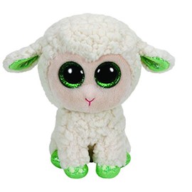 TY 36128 36128 Lala Lamb with Glitter Eyes and Green Hooves Easter Limited Edition Plush Toy 15 cm White