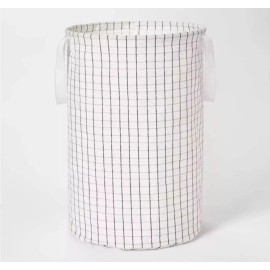 Room Essentials Scrunchable Clothes & Laundry Hamper White Black Basket B231