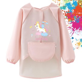 FYting Children's Painting Apron 6 Years, Painting Apron Children's School, Cooking Apron (Pink)