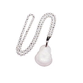 Laughing Buddha Pendant Necklace Green Black Imitation Jade Buddha Guanyin Crystal Beaded Rope Chain Gemstone Lucky Amulet Jewelry for Women Men-white buddha