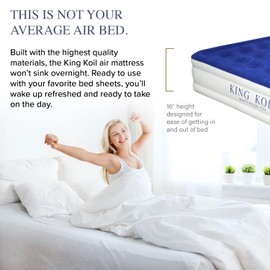 King Koil Luxury Cal King Air Mattress with Built-in Pump for Home, Camping & Guests - King Size Inflatable Airbed Luxury Double High Adjustable Blow Up Mattress, Durable Waterproof & Premium