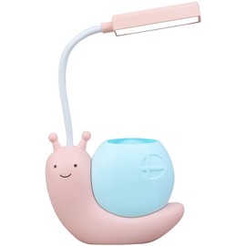 Weltition Cute Kids Lamp with Pen Holder,LED Desk Lamp for Child,Snail Shape USB Charging Student Learning Eye Protection Lamp with 360° Bendable Adjustable Neck Pink