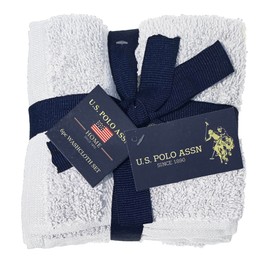 U.S. Polo Assn. Juego de 6 paños de lavado facial – Toallas suaves 100% algodón – Ducha de 12 x 12 pulgadas, paños de limpieza facial, color blanco