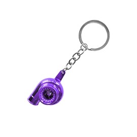 Augeny Car Turbo Keychain, Creative Charming Polished Turbocharger Key Chain, Mini Auto Turbo Key Ring, Car Part Decoration (Small-Purple)